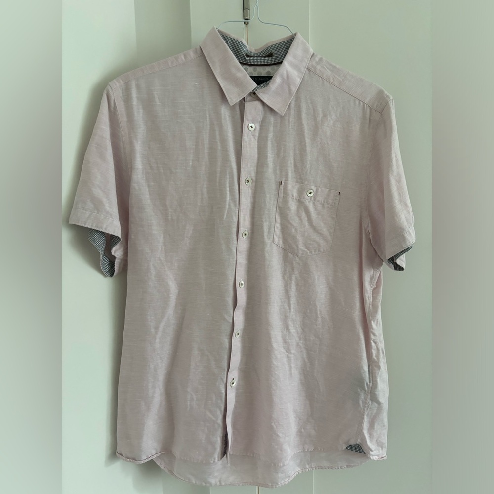 Ted Baker Pink Short Sleeve Button Down